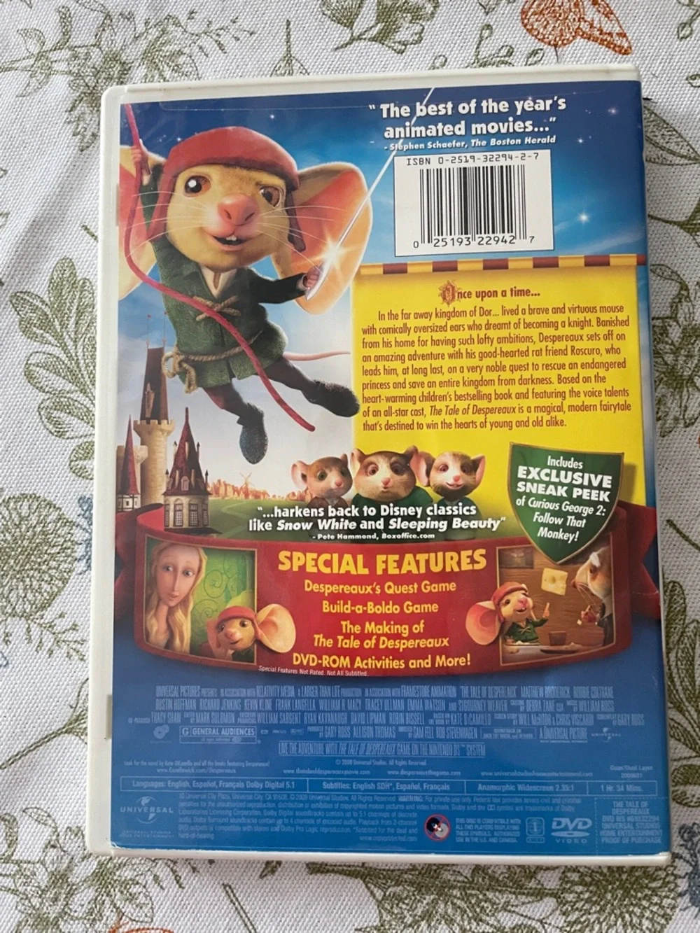 Spirit, The Tale of Despereaux, and Shark Tale DVDs Set of 3
